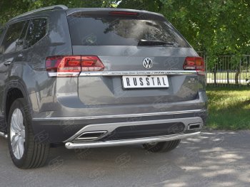 13 399 р. Защита заднего бампера (Ø63 мм, нержавейка) SLITKOFF  Volkswagen Teramont  CA1 (2016-2020) дорестайлинг  с доставкой в г. Новочеркасск. Увеличить фотографию 4