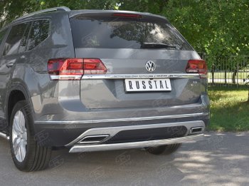 10 649 р. Защита заднего бампера (Ø75х42 мм, нержавейка) Russtal  Volkswagen Teramont  CA1 (2016-2020) дорестайлинг  с доставкой в г. Новочеркасск. Увеличить фотографию 4