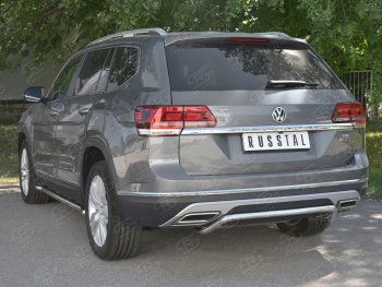 15 249 р. Защита заднего бампера (Ø42 мм волна, нержавейка) SLITKOFF  Volkswagen Teramont  CA1 (2016-2020) дорестайлинг  с доставкой в г. Новочеркасск. Увеличить фотографию 4