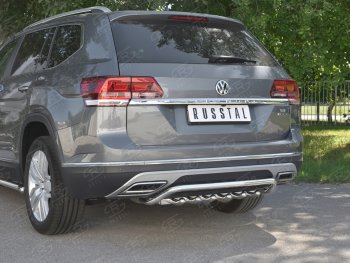 21 649 р. Защита заднего бампера (Ø42 мм, волна+зубы, нержавейка) SLITKOFF  Volkswagen Teramont  CA1 (2016-2020) дорестайлинг  с доставкой в г. Новочеркасск. Увеличить фотографию 4