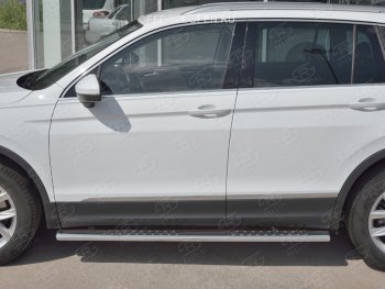 31 649 р. Пороги труба 120х60 овал с проступью Russtal Volkswagen Tiguan Mk2 дорестайлинг (2016-2020)  с доставкой в г. Новочеркасск. Увеличить фотографию 2