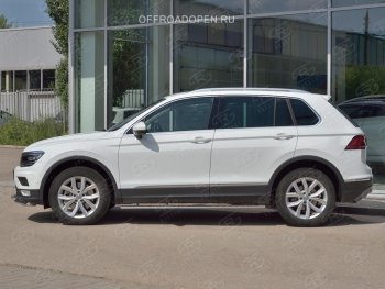 20 749 р. Пороги труба 75х42 овал с проступью Russtal Volkswagen Tiguan Mk2 дорестайлинг (2016-2020)  с доставкой в г. Новочеркасск. Увеличить фотографию 4