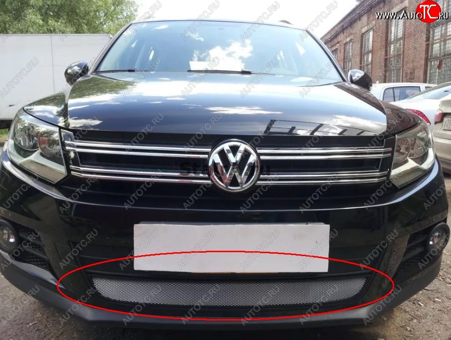 2 799 р. Защитная решётка в воздуховод автомобиля Russtal (хром) Volkswagen Tiguan Mk2 дорестайлинг (2016-2020)  с доставкой в г. Новочеркасск