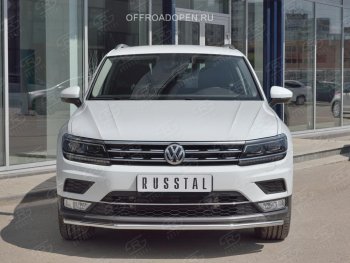 12 499 р. Защита переднего бампера (Ø42 мм, нержавейка, NOT OFF ROAD) Russtal Volkswagen Tiguan Mk2 дорестайлинг (2016-2020)  с доставкой в г. Новочеркасск. Увеличить фотографию 4