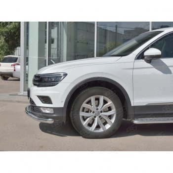 9 349 р. Защита переднего бампера (Ø63 мм волна, нержавейка) Russtal Volkswagen Tiguan Mk2 дорестайлинг (2016-2020)  с доставкой в г. Новочеркасск. Увеличить фотографию 4