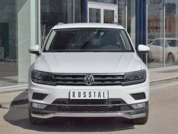 9 349 р. Защита переднего бампера (Ø63 мм волна, нержавейка) Russtal Volkswagen Tiguan Mk2 дорестайлинг (2016-2020)  с доставкой в г. Новочеркасск. Увеличить фотографию 1