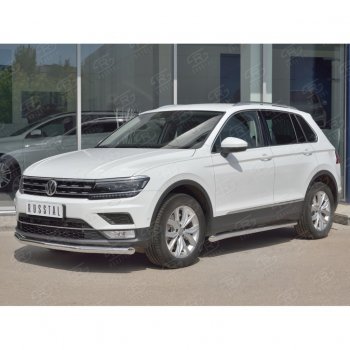 14 599 р. Защита переднего бампера (Ø63 мм, нержавейка, NOT OFF ROAD) Russtal Volkswagen Tiguan Mk2 дорестайлинг (2016-2020)  с доставкой в г. Новочеркасск. Увеличить фотографию 3