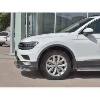 10 899 р. Защита переднего бампера (2 трубы Ø63 и 42 мм, нержавейка) Russtal Volkswagen Tiguan Mk2 дорестайлинг (2016-2020)  с доставкой в г. Новочеркасск. Увеличить фотографию 4