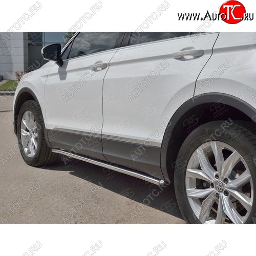 14 999 р. Защита порогов из круглой трубы диаметром 63 мм SLITKOFF v3  Volkswagen Tiguan  Mk2 (2016-2020) дорестайлинг  с доставкой в г. Новочеркасск