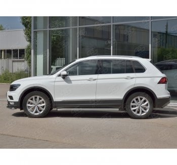 15 299 р.  Защита порогов (Ø63 мм, секции) Russtal Volkswagen Tiguan Mk2 дорестайлинг (2016-2020) (Вариант 2 (пластиковые заглушки))  с доставкой в г. Новочеркасск. Увеличить фотографию 3