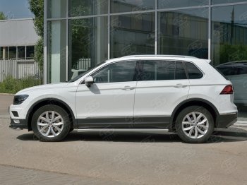 17 599 р. Защита порогов из круглой трубы диаметром 63 мм SLITKOFF v3  Volkswagen Tiguan  Mk2 (2016-2020) дорестайлинг  с доставкой в г. Новочеркасск. Увеличить фотографию 3