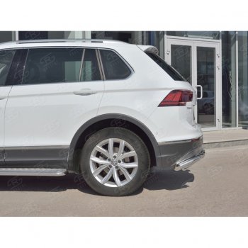 21 899 р. Защита заднего бампера (Ø63/42/63 мм, нержавейка, NOT OFF ROAD) Russtal Volkswagen Tiguan Mk2 дорестайлинг (2016-2020)  с доставкой в г. Новочеркасск. Увеличить фотографию 3