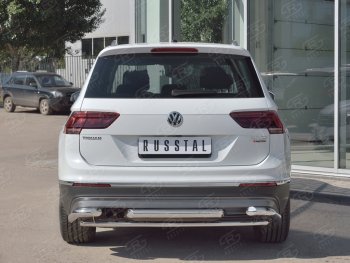 Защита заднего бампера (Ø63/42/63 мм, нержавейка, NOT OFF ROAD) Russtal Volkswagen Tiguan Mk2 дорестайлинг (2016-2020)