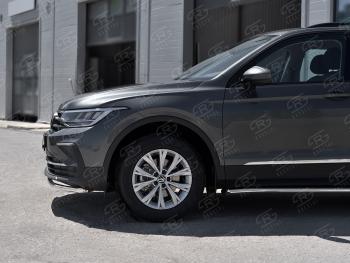 12 499 р. Защита переднего бампера (Ø42 мм нержавейка, NOT R-LINE) Russtal Volkswagen Tiguan Mk2 рестайлинг (2020-2022) (полированная нержавейка)  с доставкой в г. Новочеркасск. Увеличить фотографию 3