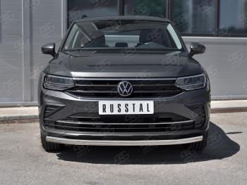 13 999 р. Защита переднего бампера (Ø63 мм, нержавейка, NOT R-LINE) Russtal Volkswagen Tiguan Mk2 рестайлинг (2020-2022)  с доставкой в г. Новочеркасск. Увеличить фотографию 2