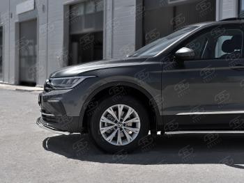 12 499 р. Защита переднего бампера (Ø42 мм волна, нержавейка, NOT R-LINE) Russtal Volkswagen Tiguan Mk2 рестайлинг (2020-2022)  с доставкой в г. Новочеркасск. Увеличить фотографию 2