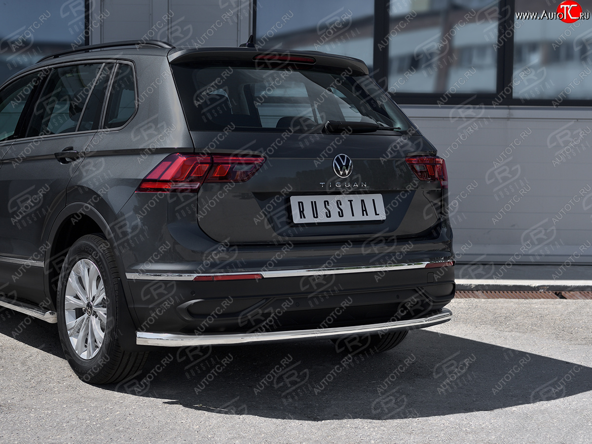 14 399 р. Защита заднего бампера (Ø63 мм, нержавейка, NOT R-LINE) SLITKOFF  Volkswagen Tiguan  Mk2 (2020-2022) рестайлинг  с доставкой в г. Новочеркасск