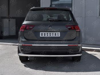 14 399 р. Защита заднего бампера (Ø63 мм, нержавейка, NOT R-LINE) SLITKOFF  Volkswagen Tiguan  Mk2 (2020-2022) рестайлинг  с доставкой в г. Новочеркасск. Увеличить фотографию 2