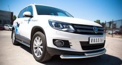 10 249 р. Защита переднего бампера (2 трубыØ63 и 42 мм, нержавейка) Russtal Volkswagen Tiguan NF рестайлинг (2011-2017)  с доставкой в г. Новочеркасск. Увеличить фотографию 3