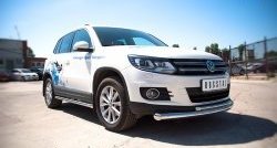 10 849 р. Защита переднего бампера (2 трубыØ76 и 42 мм, нержавейка) Russtal Volkswagen Tiguan NF рестайлинг (2011-2017)  с доставкой в г. Новочеркасск. Увеличить фотографию 3