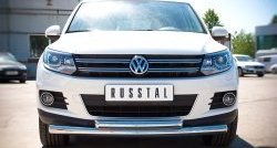 18 599 р. Защита переднего бампера (2 трубыØ76 и 63 мм, нержавейка, Sport & Style) Russtal Volkswagen Tiguan NF рестайлинг (2011-2017)  с доставкой в г. Новочеркасск. Увеличить фотографию 1