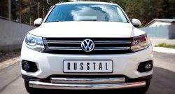 Защита переднего бампера (2 трубыØ76 и 63 мм, нержавейка, Track & Field) Russtal Volkswagen Tiguan NF рестайлинг (2011-2017)