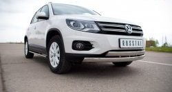 19 999 р. Защита переднего бампера (2 трубыØ75х42 мм, нержавейка) Russtal Volkswagen Tiguan NF рестайлинг (2011-2017)  с доставкой в г. Новочеркасск. Увеличить фотографию 2