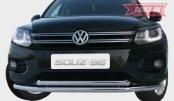 18 584 р. Защита переднего бампера двойная Souz-96 (d60/60) Volkswagen Tiguan NF рестайлинг (2011-2017)  с доставкой в г. Новочеркасск. Увеличить фотографию 1