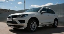 33 799 р. Защита переднего бампера (2 трубыØ63 и 42 мм, нержавейка) SLITKOFF  Volkswagen Touareg  NF (2014-2018) рестайлинг  с доставкой в г. Новочеркасск. Увеличить фотографию 4