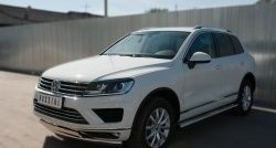 27 999 р. Защита переднего бампера (2 трубыØ75х42 мм, нержавейка) Russtal Volkswagen Touareg NF рестайлинг (2014-2018)  с доставкой в г. Новочеркасск. Увеличить фотографию 4