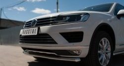 16 999 р. Одинарная защита переднего бампера диаметром 63 мм SLITKOFF  Volkswagen Touareg  NF (2014-2018) рестайлинг  с доставкой в г. Новочеркасск. Увеличить фотографию 2