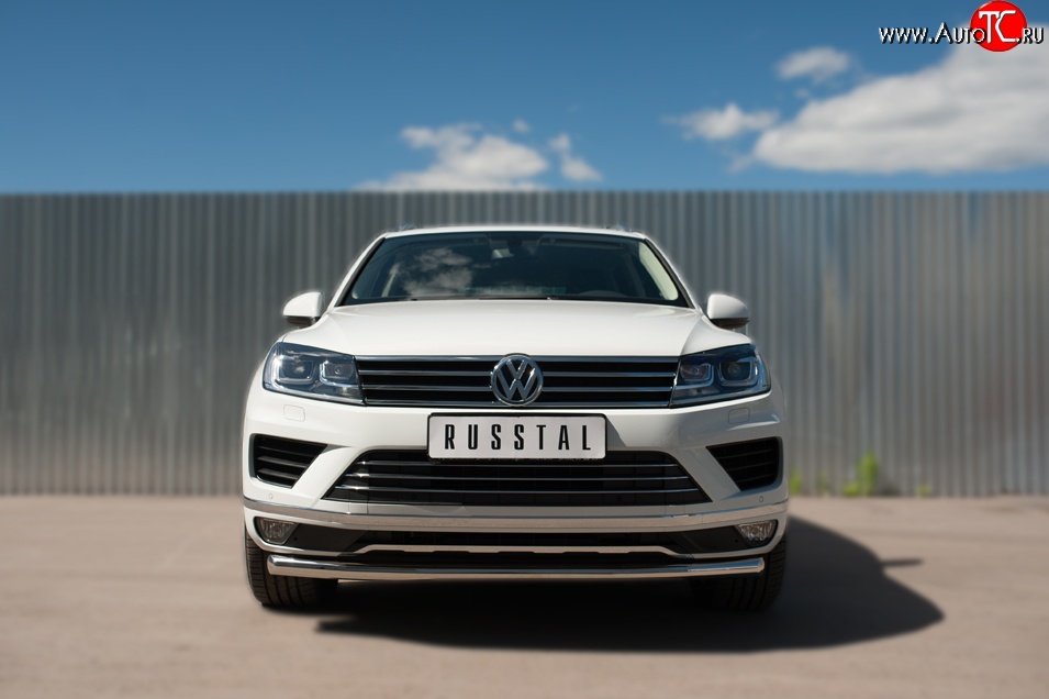 16 999 р. Одинарная защита переднего бампера диаметром 63 мм SLITKOFF  Volkswagen Touareg  NF (2014-2018) рестайлинг  с доставкой в г. Новочеркасск