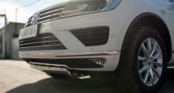 15 649 р. Защита переднего бампера (Ø75х42 мм, нержавейка) Russtal Volkswagen Touareg NF рестайлинг (2014-2018)  с доставкой в г. Новочеркасск. Увеличить фотографию 2