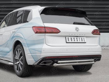 16 999 р. Защита заднего бампера (2 трубы Ø63 и 42 мм, нержавейка) SLITKOFF Volkswagen Touareg CR (2018-2024)  с доставкой в г. Новочеркасск. Увеличить фотографию 2