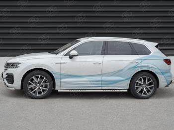 30 649 р. Защита порогов (Ø120х60 мм с проступью, нержавейка) Russtal Volkswagen Touareg CR (2018-2025)  с доставкой в г. Новочеркасск. Увеличить фотографию 3