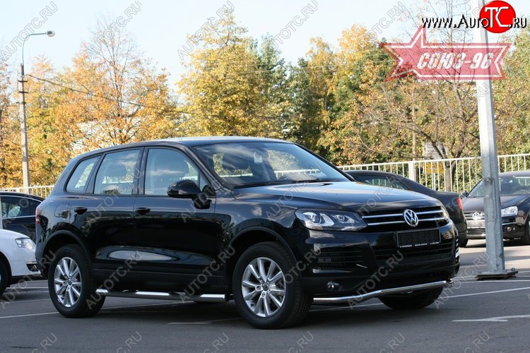 13 445 р. Защита переднего бампера одинарная Souz-96 (d60) Volkswagen Touareg NF дорестайлинг (2010-2014)  с доставкой в г. Новочеркасск