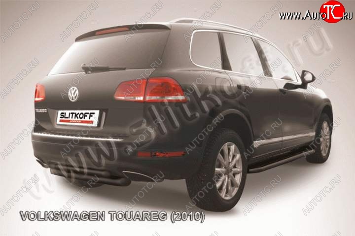 6 999 р. Защита задняя Slitkoff  Volkswagen Touareg  NF (2010-2014) дорестайлинг (Цвет: серебристый)  с доставкой в г. Новочеркасск