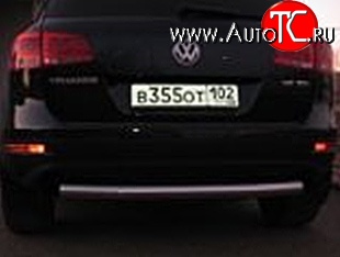 7 849 р. Защита заднего бампера из трубы диаметром 76 мм Металл Дизайн Volkswagen Touareg NF дорестайлинг (2010-2014)  с доставкой в г. Новочеркасск