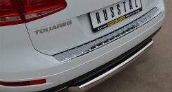 16 199 р. Одинарная защита заднего бампера из трубы диаметром 76 мм Russtal Volkswagen Touareg NF дорестайлинг (2010-2014)  с доставкой в г. Новочеркасск. Увеличить фотографию 2