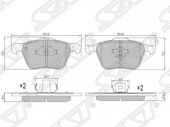 1 199 р. Колодки тормозные передние SAT (15″, 16″) Volvo S60 RS,RH седан дорестайлинг (2000-2004)  с доставкой в г. Новочеркасск. Увеличить фотографию 1