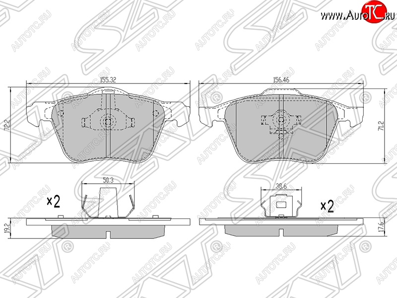 1 199 р. Колодки тормозные передние SAT (15″, 16″) Volvo S60 RS,RH седан дорестайлинг (2000-2004)  с доставкой в г. Новочеркасск