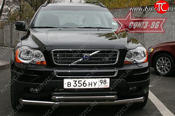 16 379 р. Защита переднего бампера двойная Souz-96 (d76/60) Volvo XC90 C рестайлинг (2006-2014)  с доставкой в г. Новочеркасск