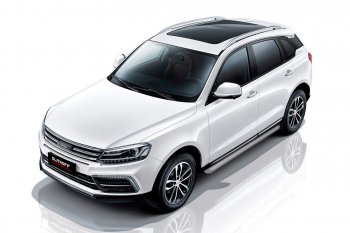 8 549 р. Защита порогов Slitkoff (d57 мм) Zotye Coupa B11F (2019-2021) (Сталь с полимерным покрытием. Цвет: серебристый)  с доставкой в г. Новочеркасск. Увеличить фотографию 1