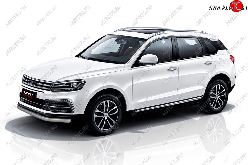 8 999 р. Защита переднего бампера Slitkoff (d57 мм)  Zotye Coupa  B11F (2019-2021) (Сталь с полимерным покрытием. Цвет: серебристый)  с доставкой в г. Новочеркасск