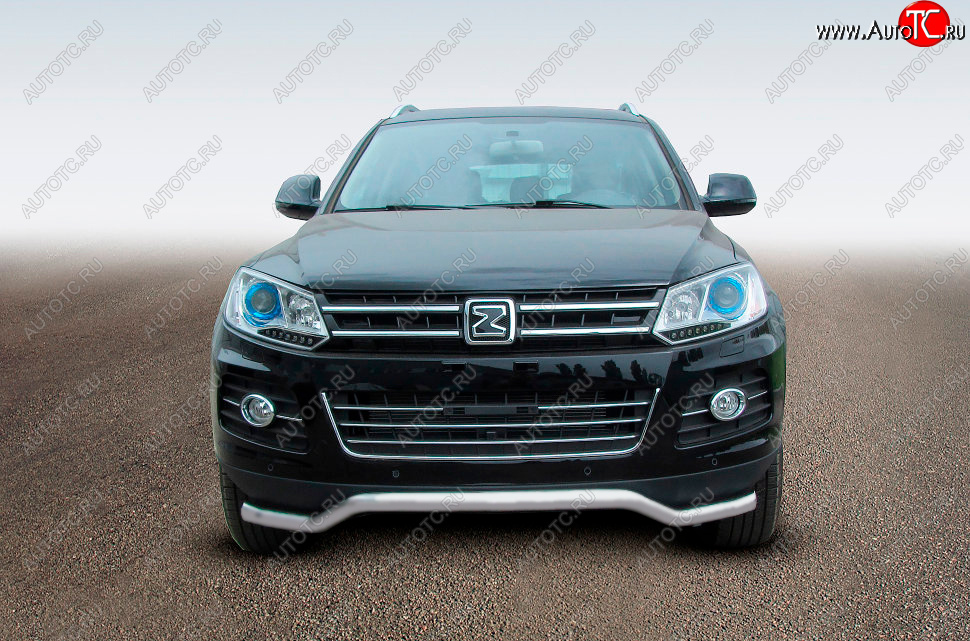 7 899 р. Защита переднего бампера Slitkoff (Ø57 мм, волна) Zotye T600 (2014-2021) (Сталь полимерным покрытием в цвет: серебристый)  с доставкой в г. Новочеркасск